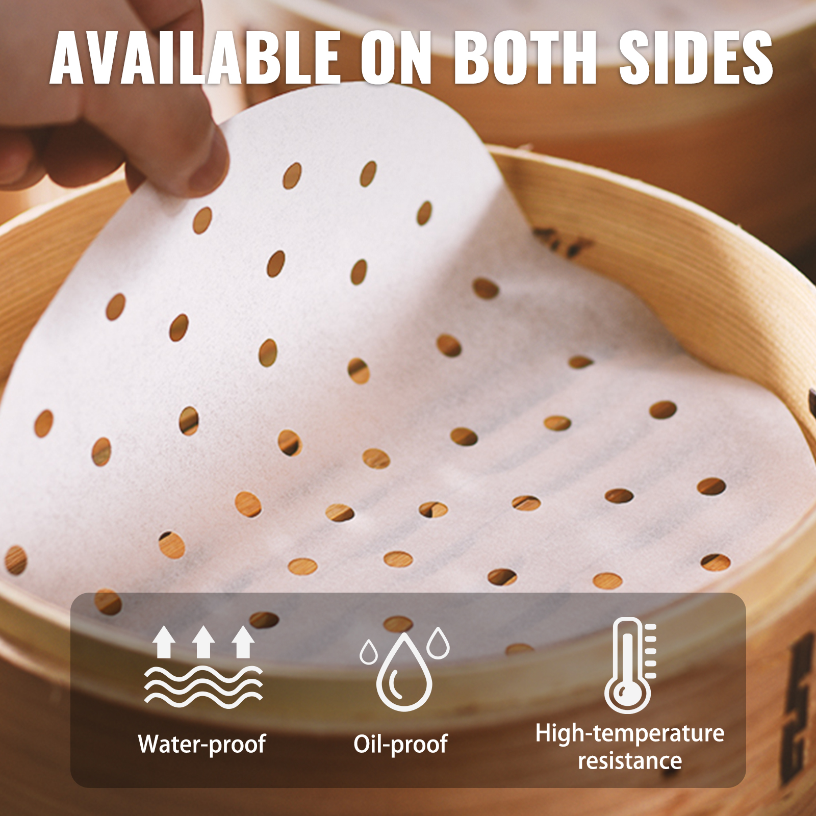 100 Pack Round Air Fryer Liners with Holes for Air Fryer Basket, Dumpling  Paper, 8-Inch Perforated Bamboo Steamer Liner Sheets for Air Frying,  Steaming, and Baking (White)