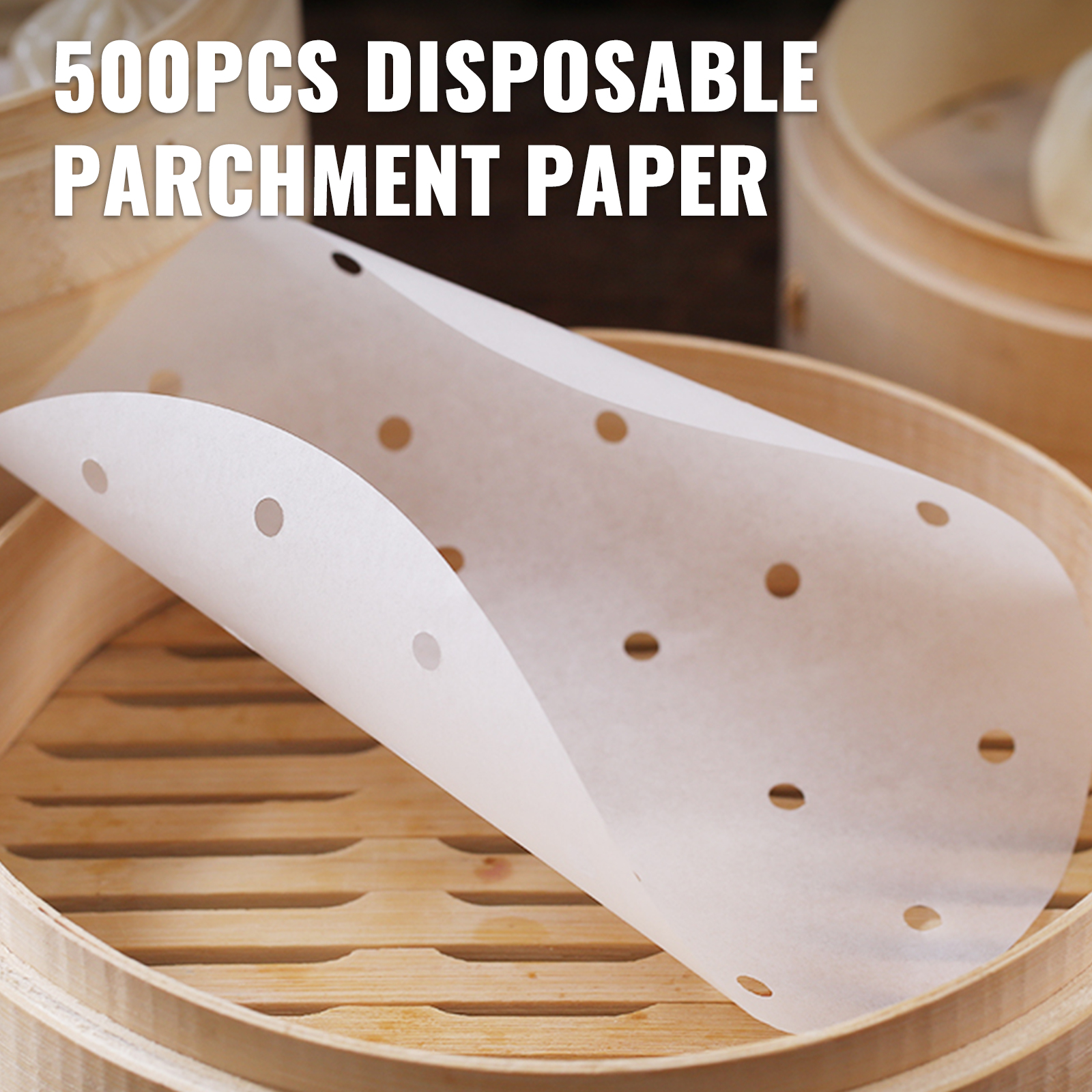 VEVOR Steam Paper Liners, 500PCs Air Fryer Parchment Paper, 4-Inch Air  Fryer Sheets, Round Perforated Parchment Paper, Non-Stick Hamburger Patty  Paper, Bamboo Steamer Liners for Baking Steaming Basket