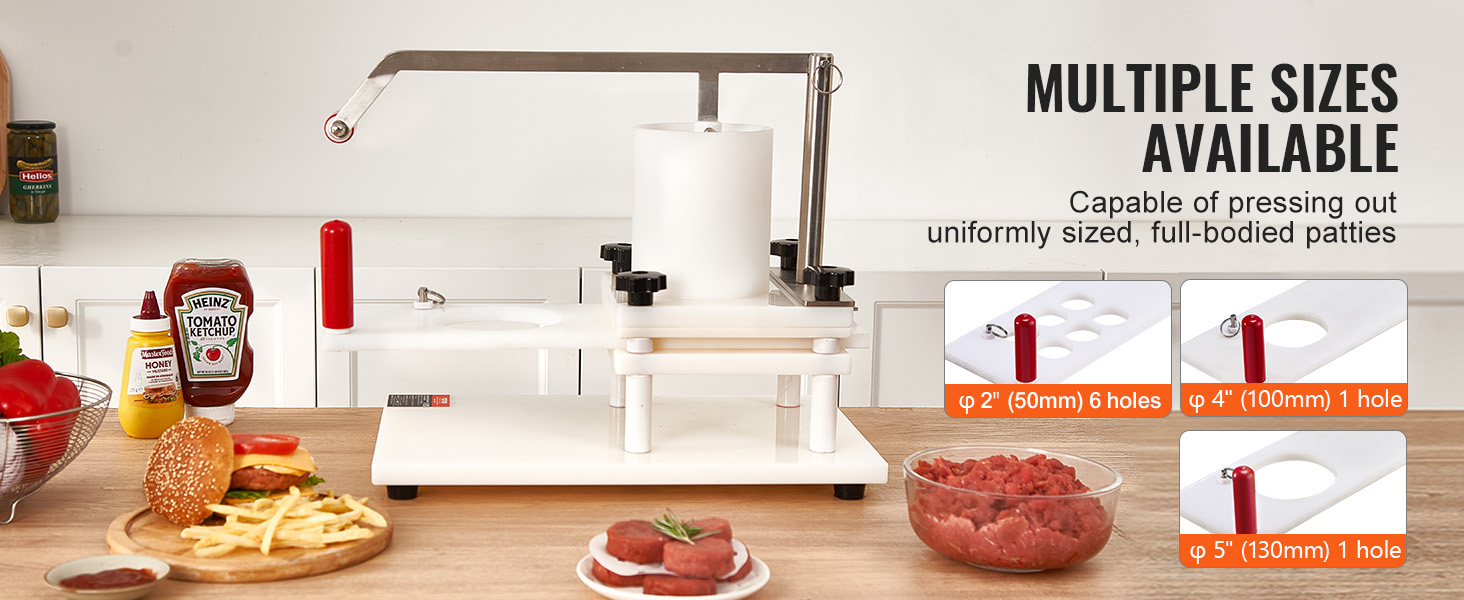 VEVOR Commercial Burger Patty Maker, 3 Convertible Mold(2/4/5inch