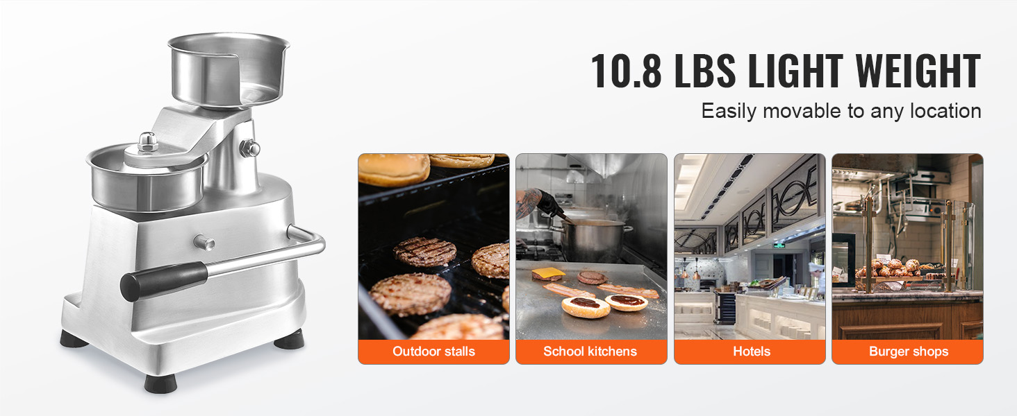 EASYROSE Pressa Per Hamburger Commerciale 3 In 1, In Alluminio E Acciaio Inox, 3 Vassoi (10,2/12,7/15,2 Cm) + 1500 Carte Per Hamburger, Per Ristoranti E Famiglia