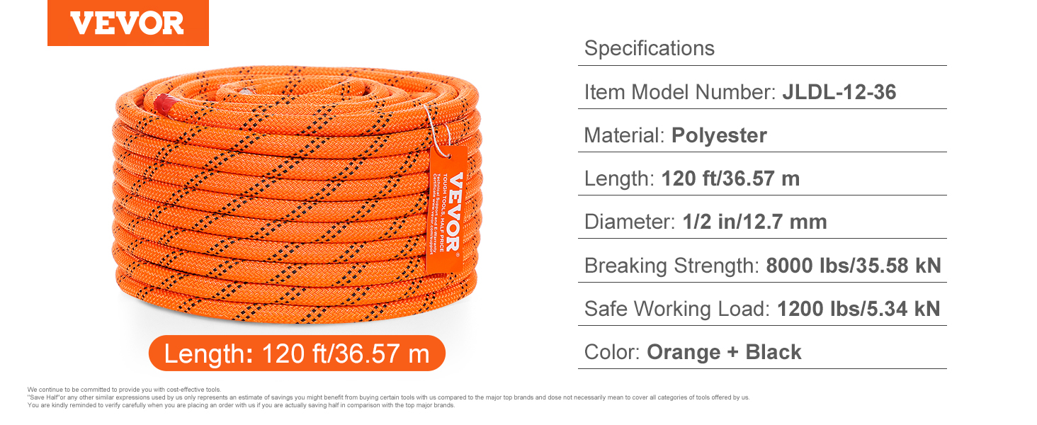 Tree climbing rope,1/2