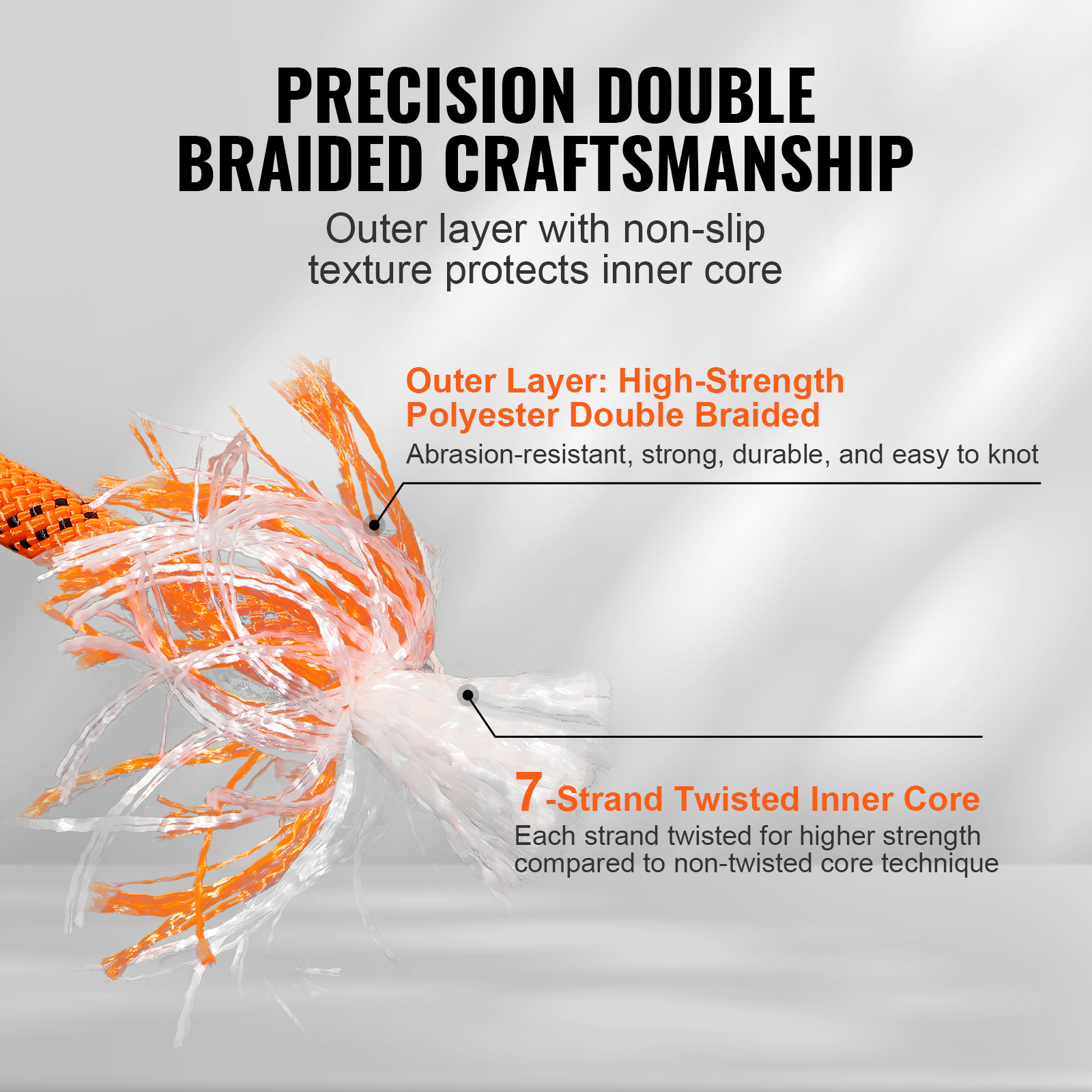 Uimoso Arborist Tree Climbing Rope 220ft Double Braid Polyester 1/2" 3/4" 3/8"