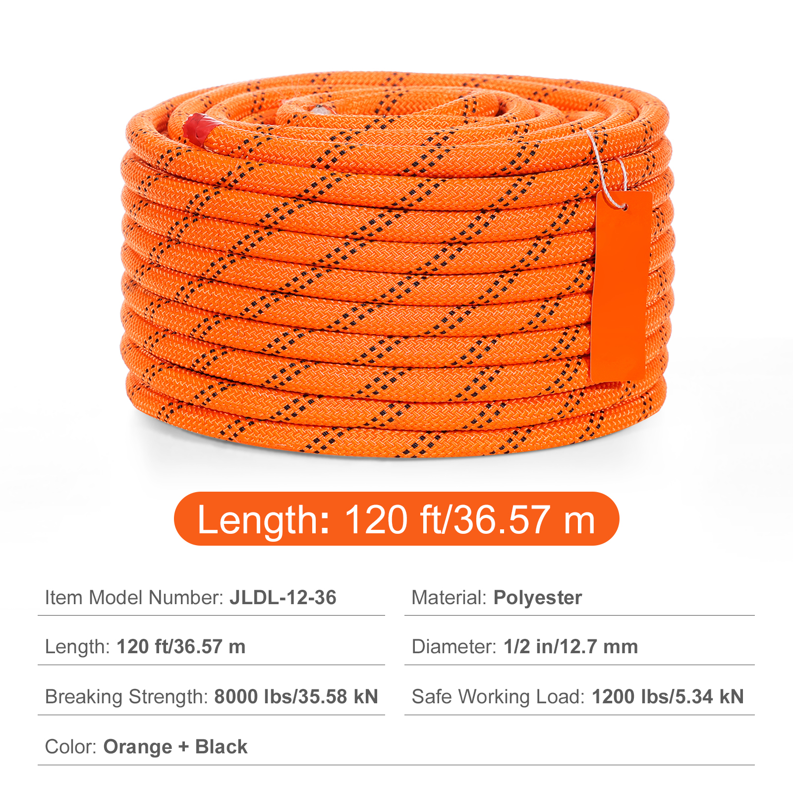 Uimoso Arborist Tree Climbing Rope 220ft Double Braid Polyester 1/2" 3/4" 3/8"