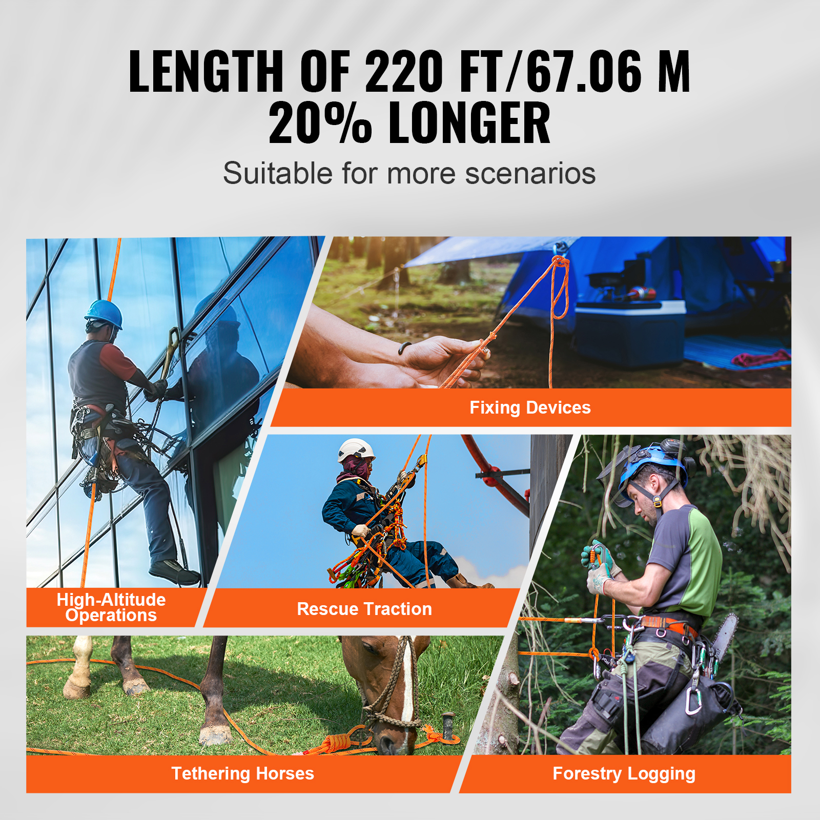 Uimoso Arborist Tree Climbing Rope 220ft Double Braid Polyester 1/2
