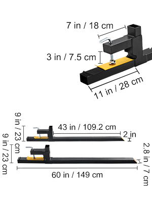 VEVOR Forche Pallet 149cm - Portata 907kg | Forche Rimovibili Per Trattori E Minipale | Acciaio Resistente - Foto 4