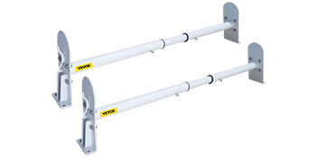 VEVOR Universal Van Ladder Roof Racks, 2 Bars, 331 LBS Capacity, 34.6"-56" Adjustable Matte Coating Van Rack, Compatible with Chevy Ford Express Fullsize Van, White