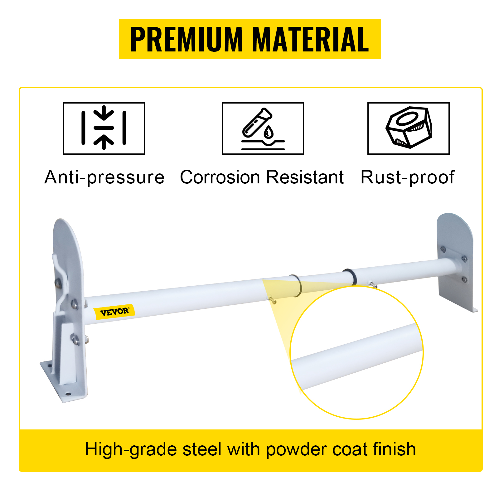 VEVOR Universal Van Ladder Roof Racks, 2 Bars, 331 LBS Capacity, 34.6"-56" Adjustable Matte Coating Van Rack, Compatible with Chevy Ford Express Fullsize Van, White