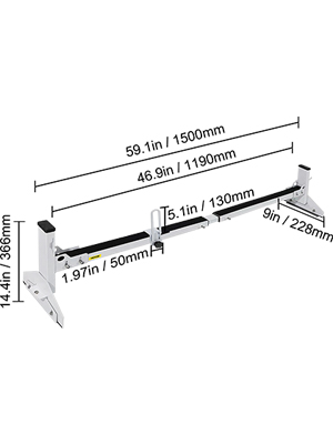 VEVOR Van Roof Ladder Rack, 3 Bars, 661 LBS Capacity, 46.9"-59.1" Adjustable Middle Bar Steel Roof Racks, Rain-Gutter Mount Racks Fit Most Van Rails, Universal Design, White