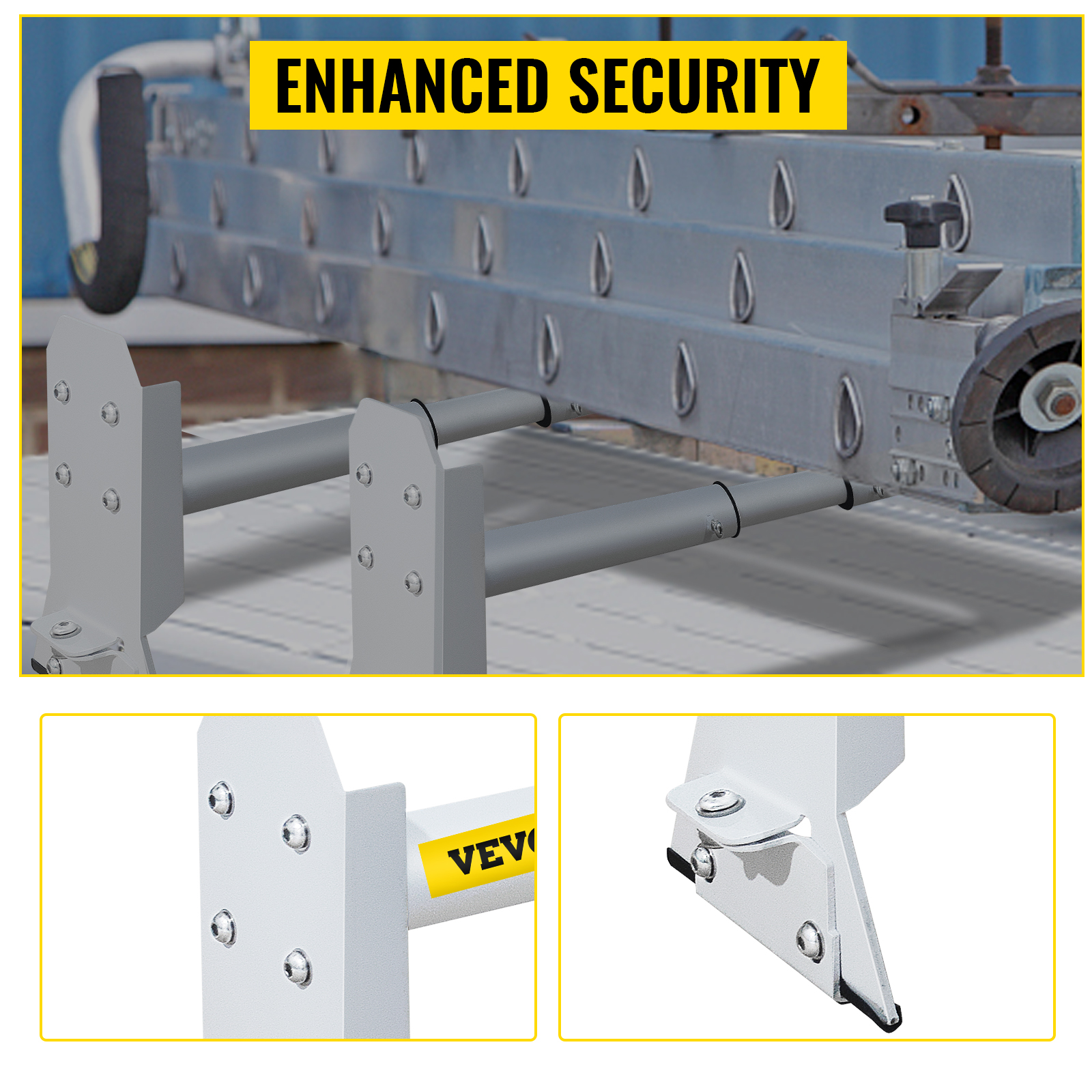VEVOR Van Roof Ladder Rack, 3 Bars, 661 LBS Capacity, 46.5"-68.1" Adjustable Steel Roof Racks, Compatible with Chevy Dodge Ford GMC Express, White