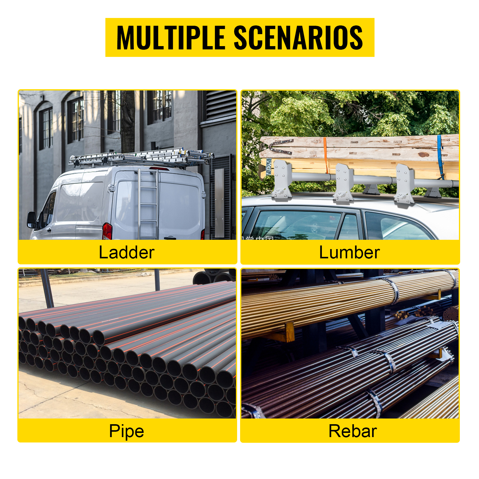 VEVOR Van Roof Ladder Rack, 3 Bars, 661 LBS Capacity, Heavy Duty 34.6