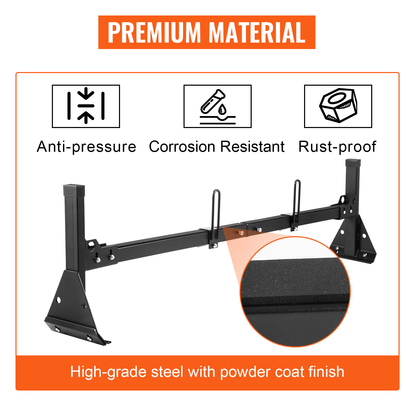 VEVOR Van Ladder Roof Racks, 3 Bars, 661 LBS Capacity, Adjustable