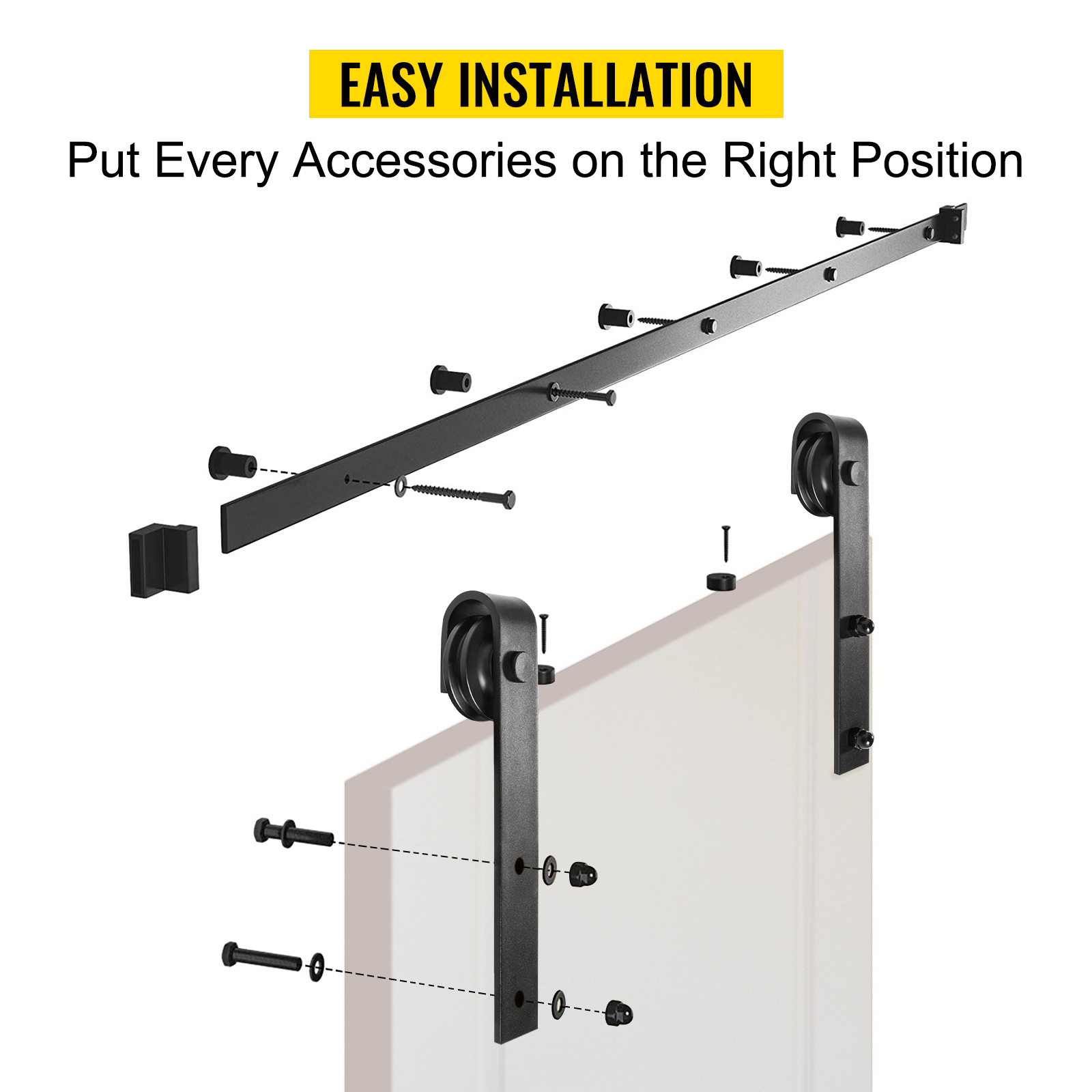 VEVOR Sliding Barn Door Hardware Kit, 7.5FT Barn Door Kit, 330LBS Load
