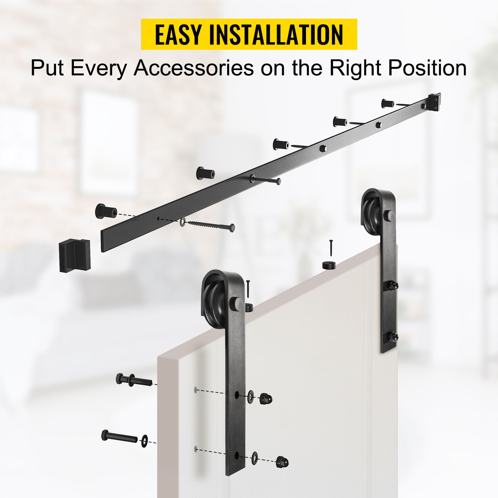 VEVOR Sliding Barn Door Hardware Kit, 8FT Barn Door Kit, 330LBS Load