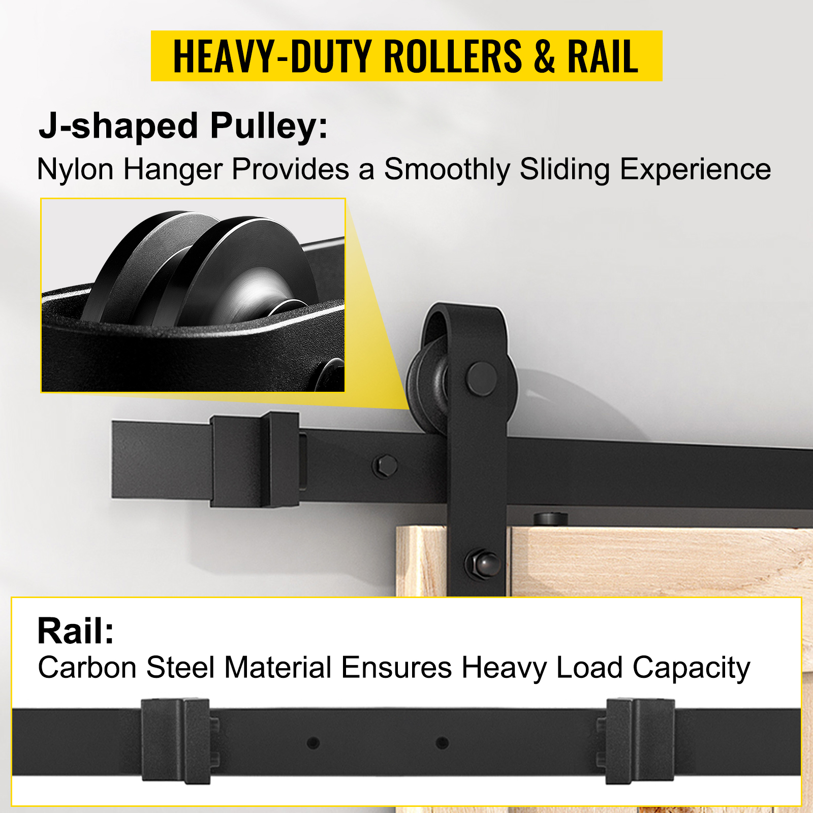 VEVOR Sliding Barn Door Hardware Kit, 15FT Barn Door Kit, 330LBS Load