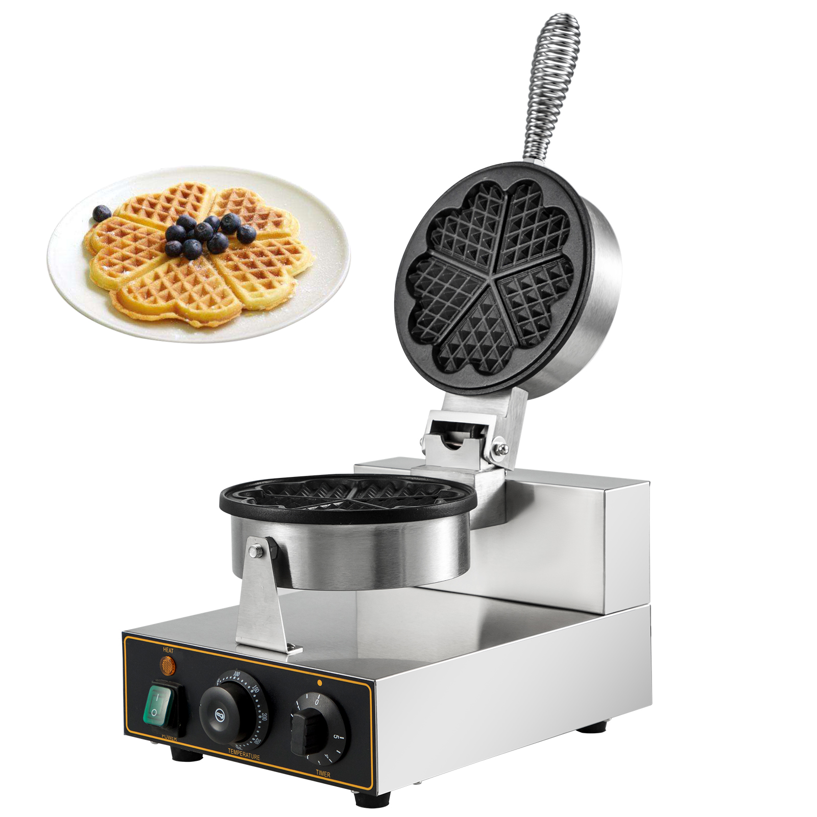 VEVOR VEVOR Piastra per Waffle Elettrica 1400W Macchina per Waffle all'Uovo  30-300°C Piastra per Waffle Commerciale Antiaderente 225x330x250mm Macchina  Piastra