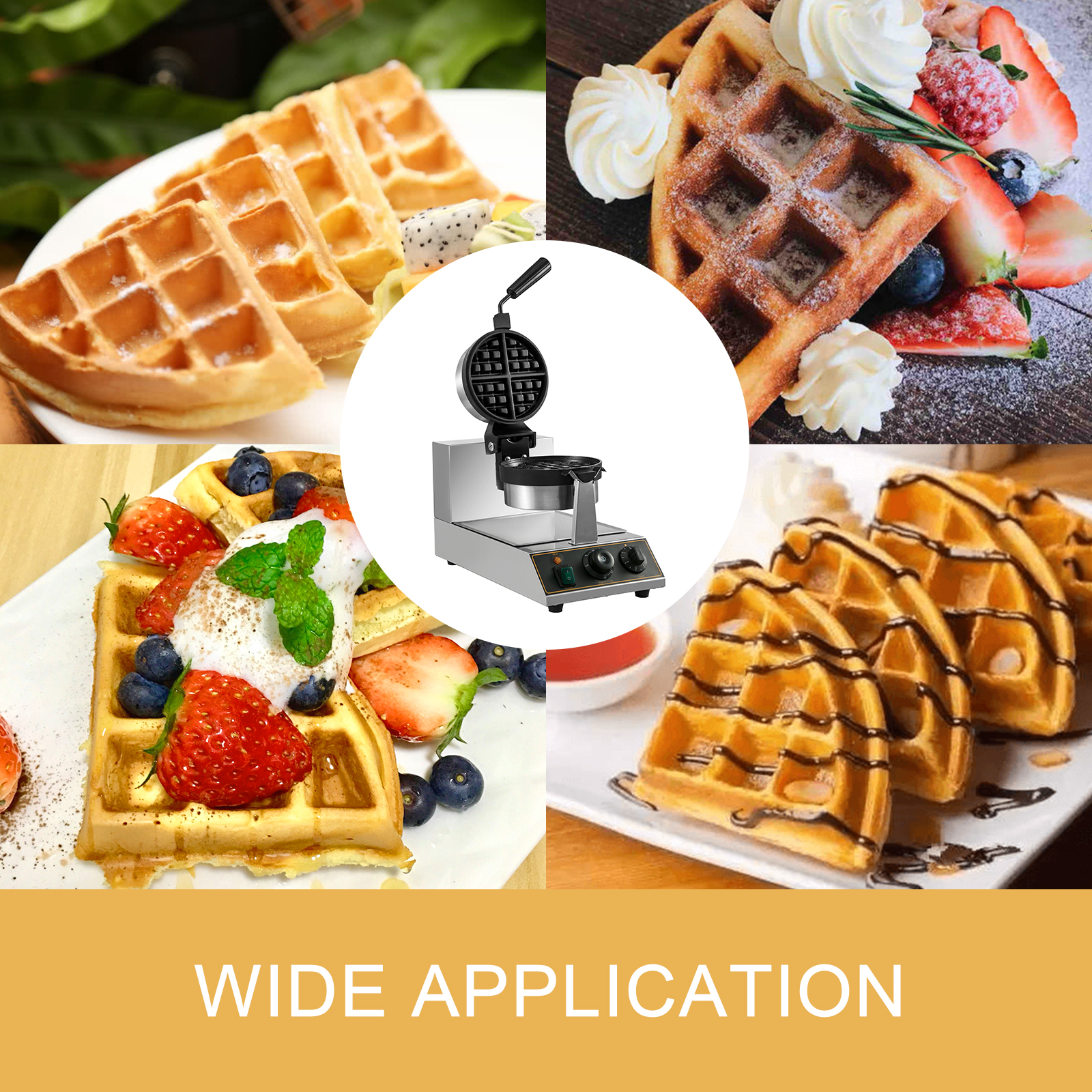 commercial 110V &220V baking equipment round shaped waffle maker pancake  maker automatic with 4 piece - AliExpress