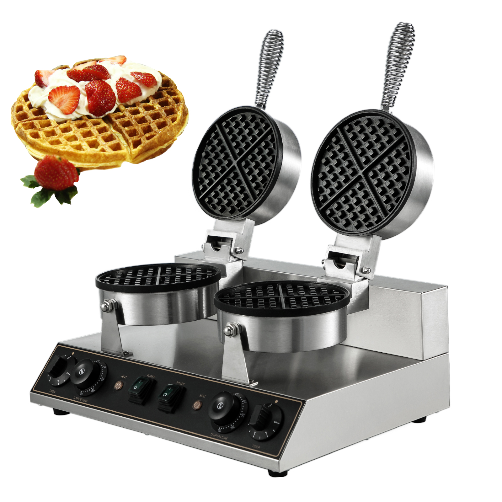 Adjustable Temperature Control Stainless Steel Mould For Pancakes Cookies Non-Stick Coating Waffle Maker Iron Machine Household Mini Waffle Maker Electric Cake Maker Deep Cooking Plates 