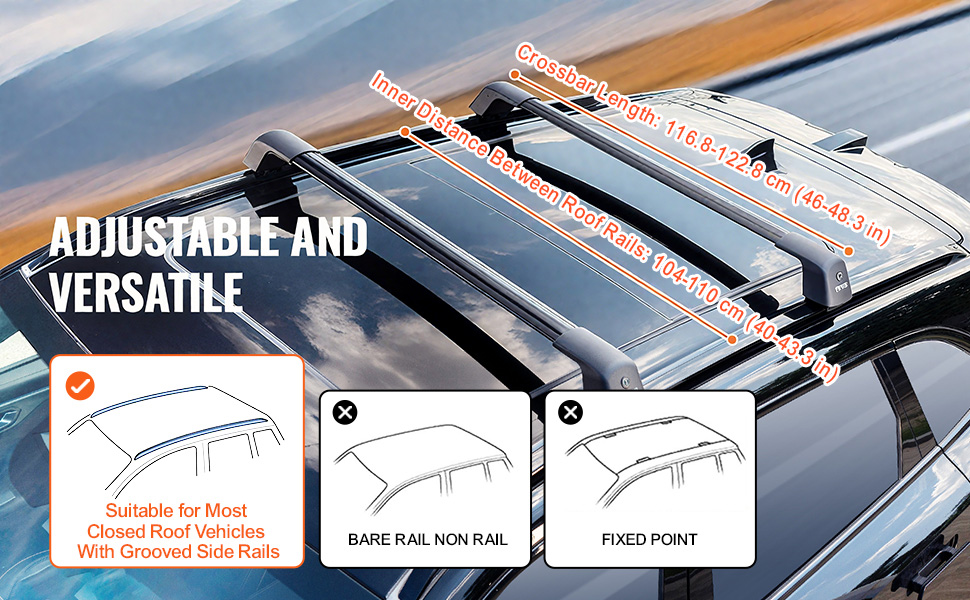 VEVOR Universal Roof Rack Crossbar Max 48.4