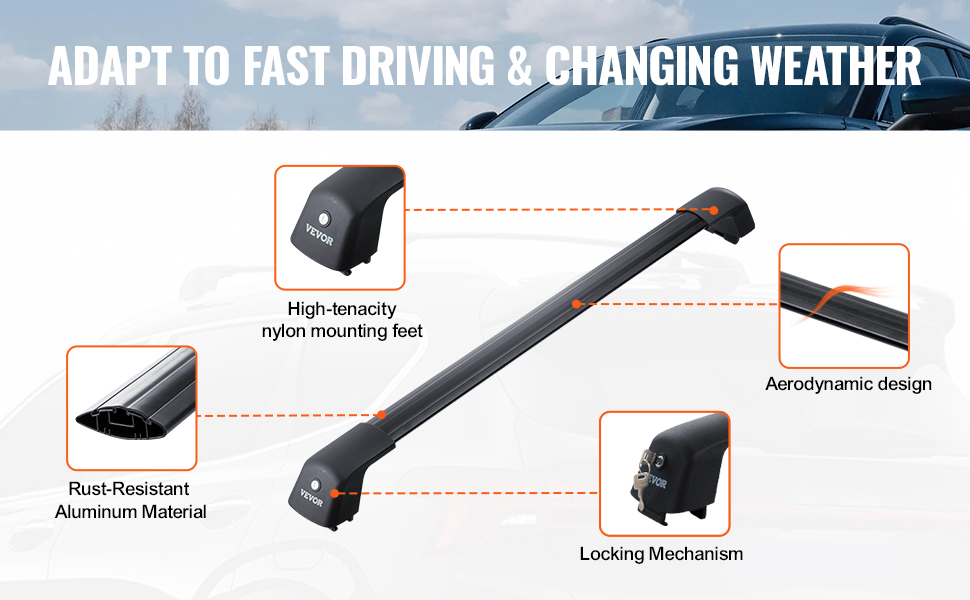 VEVOR Universal Roof Rack Crossbar Max 48.4