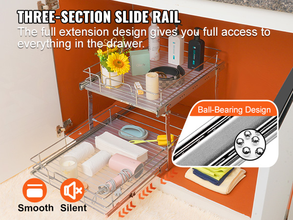 Heavy Duty 5 Sliding Shelf Cabinet - 20-1/2W x 12-1/2D x 21H, w/Triple  Track Slides