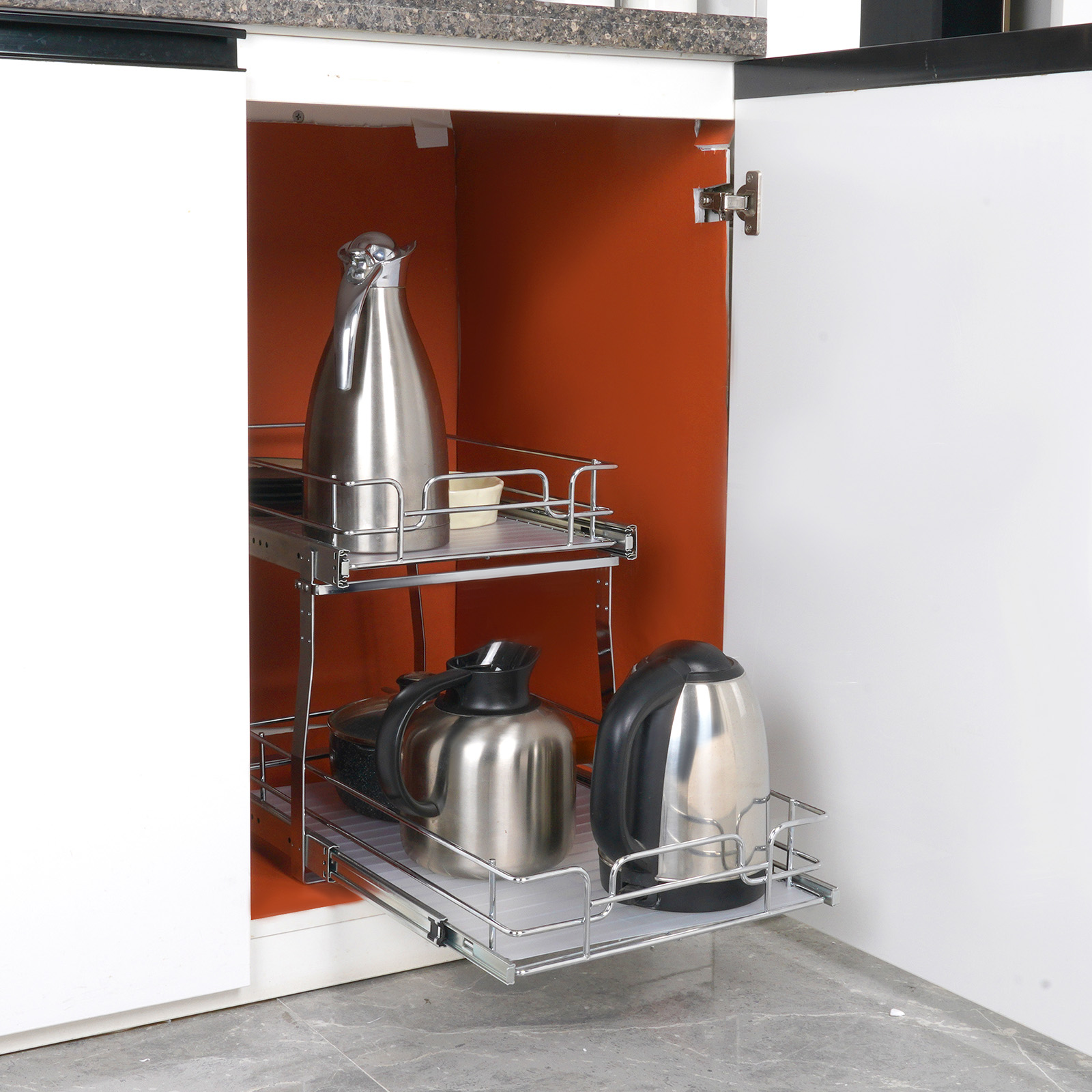 2-Tier Kitchen Cabinet Pull Out Shelf Organizer Slide Out Drawer 9-22 inch - Picture 22 of 74