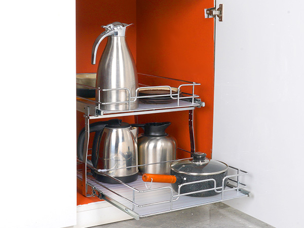 Newman iDesign Pull Out Cabinet Organizer: Smooth Slide Out Cabinet  Organizer with No Punching Easy Install, Heavy-Duty Cabinet Pull Out  Shelves 