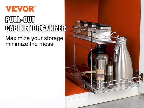 VEVOR 2 Tier 17W x 21D Pull Out Cabinet Organizer, Heavy Duty