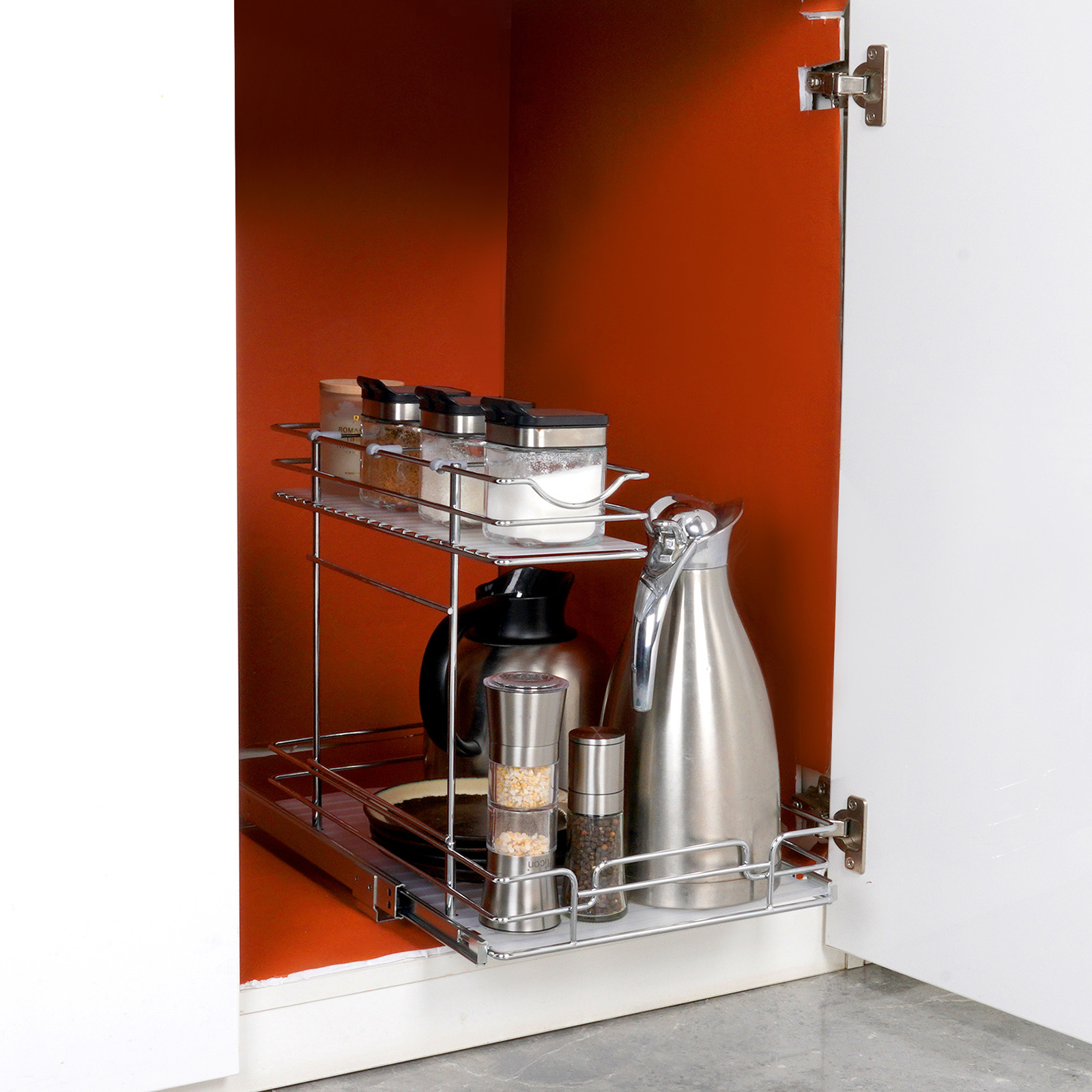 2-Tier Kitchen Cabinet Pull Out Shelf Organizer Slide Out Drawer 9-22 inch - Picture 10 of 74