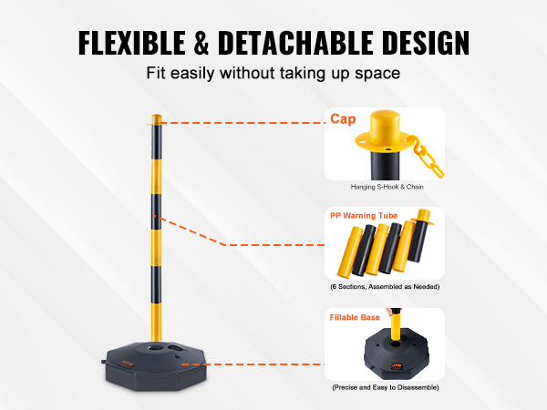 Vevor Adjustable Traffic Delineator Post Cones Pack Traffic Safety