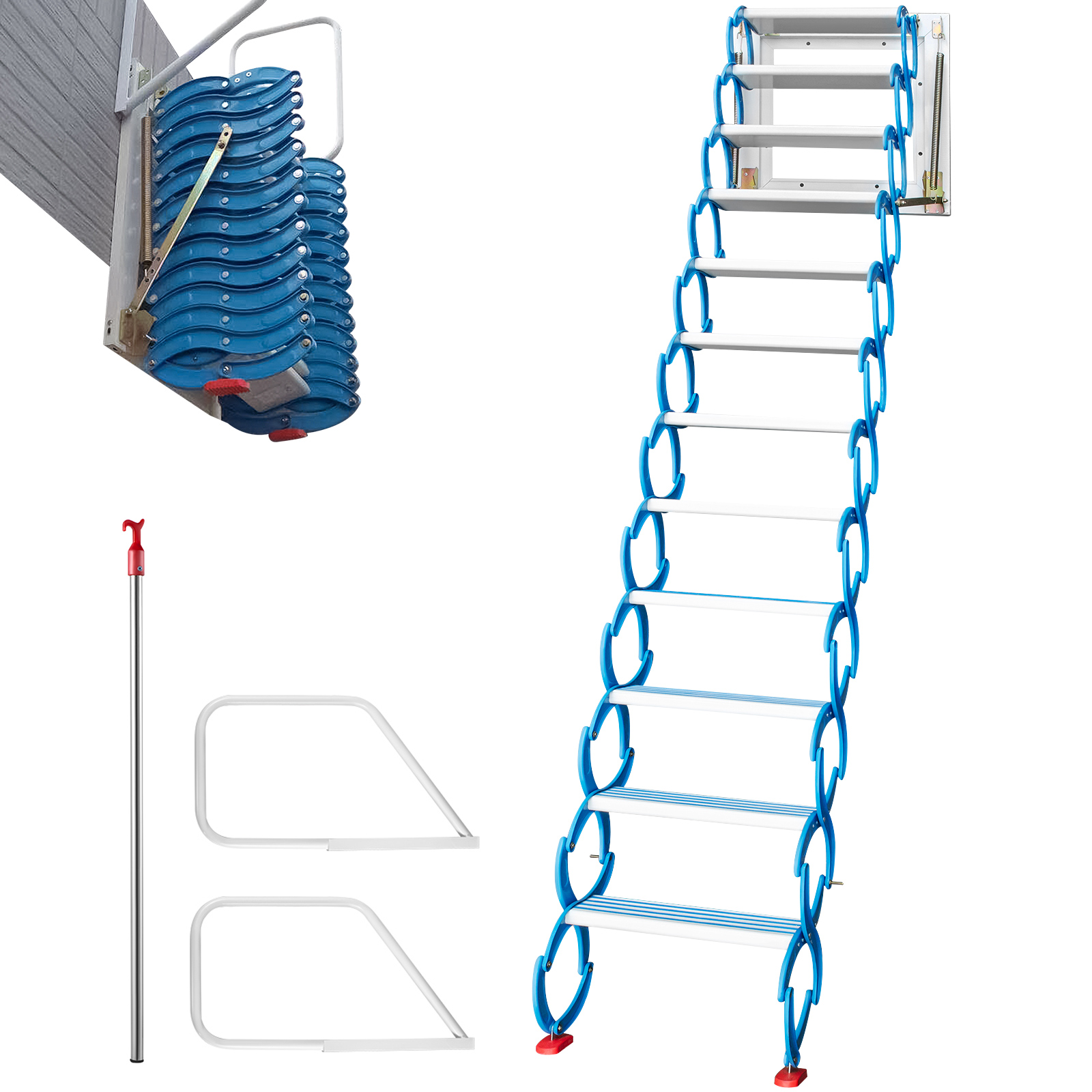 Vevor Attic Steps Pull Down 12 Steps Attic Stairs Alloy Attic Access