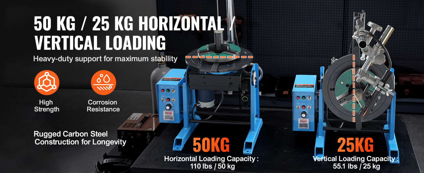 50 kg un 25 kg VEVOR rotācijas metināšanas pozicionētājs, augstas stiprības, izturīgs pret koroziju, oglekļa tērauds.
