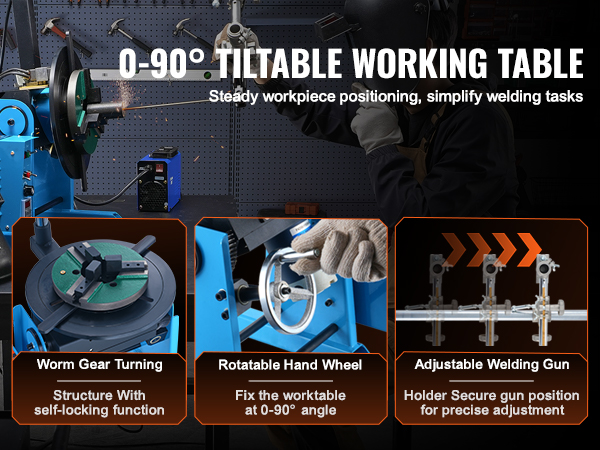 Drehbarer Schweißpositionierer 50 kg/25 kg 0‑90° – Montage & Schneiden Welding Positioner A100 2.3 M