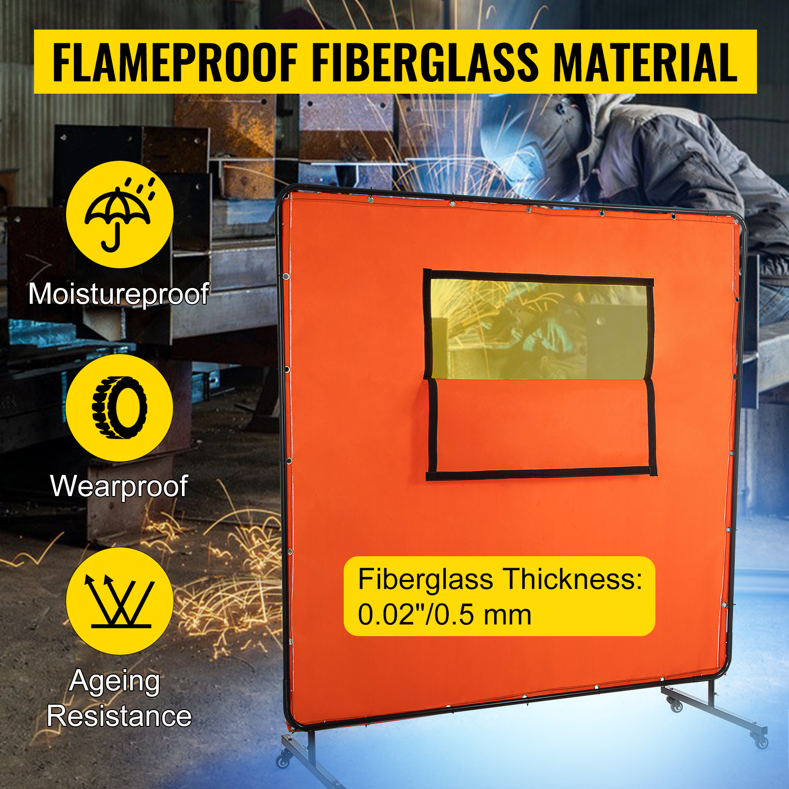 VEVOR VEVOR Welding Curtain Welding Screen Frame 6' x 6' Fiberglass w