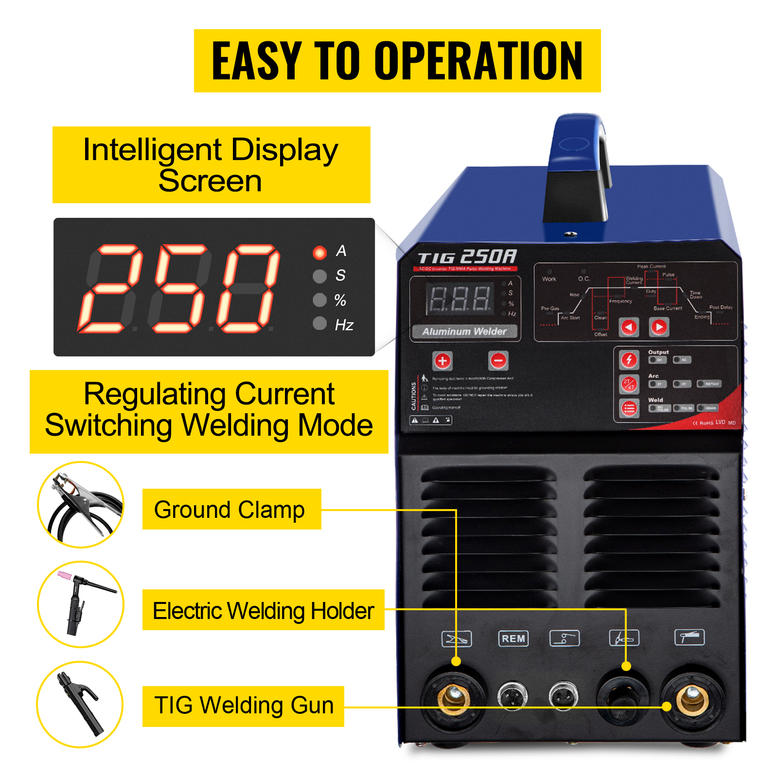 VEVOR TIG Welder AC/DC, 3 in 1 TIG/MMA/ARC Welding Machine with 110 ...