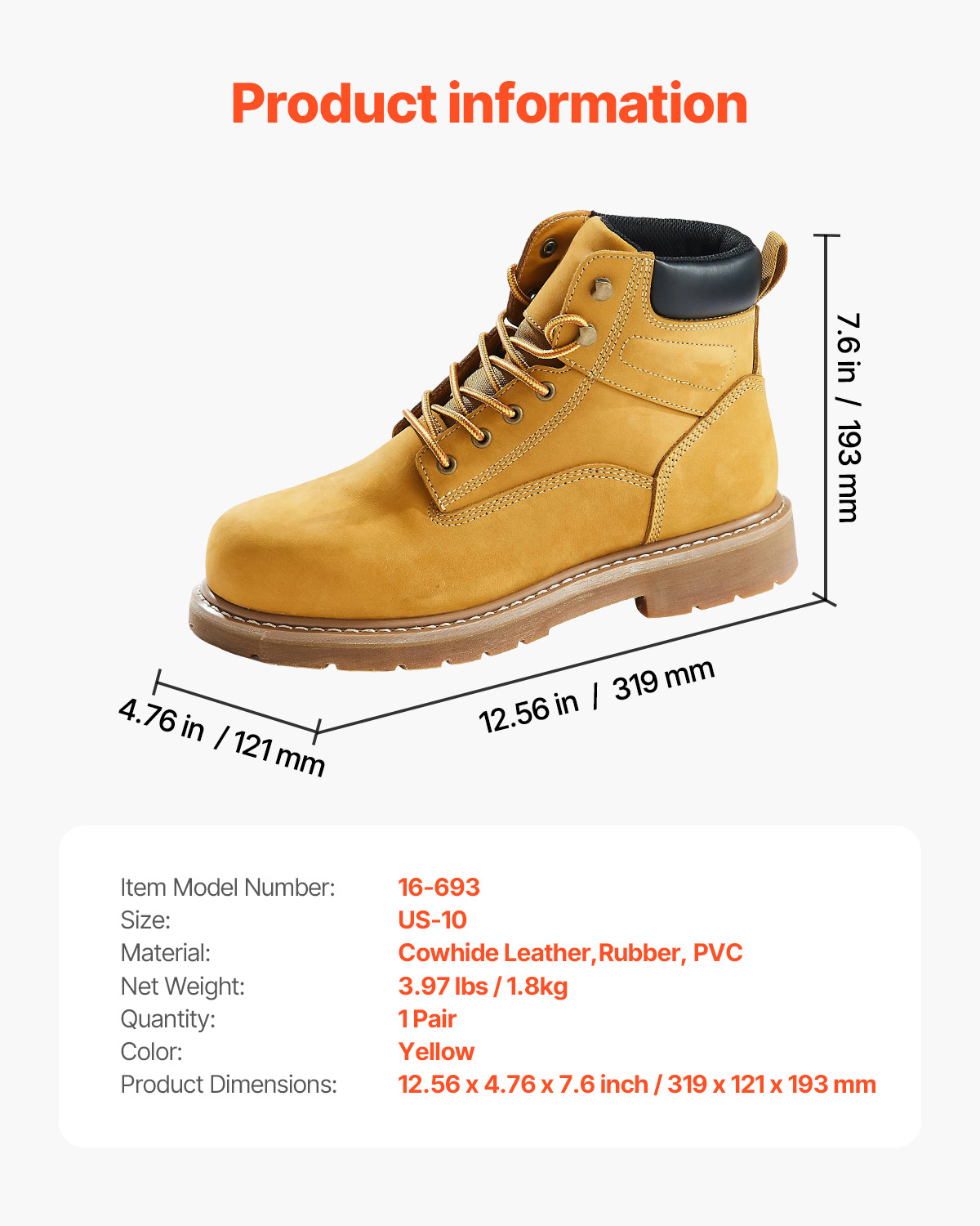 Georgia Boot Waterproof Boots Mens Size 10 Steel Toe Boots Mens Steel Toe  Work Boots Safety Shoes Leather US Size 8-13 Waterproof Non Slip