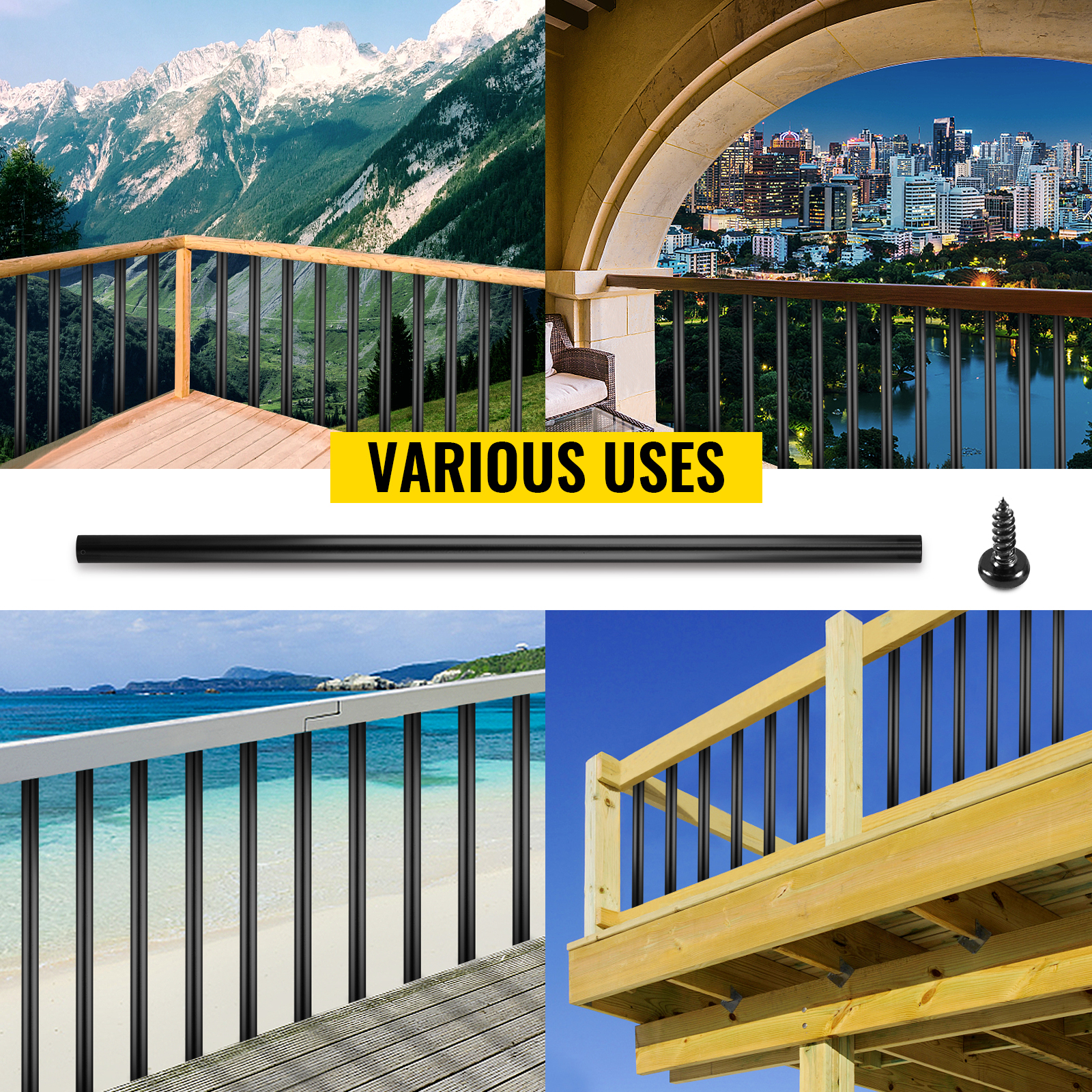 Balaustres de husillo de madera para escaleras interiores, barandilla de  escalera de cubierta, husillos de balaustre para interior escalera, balcón