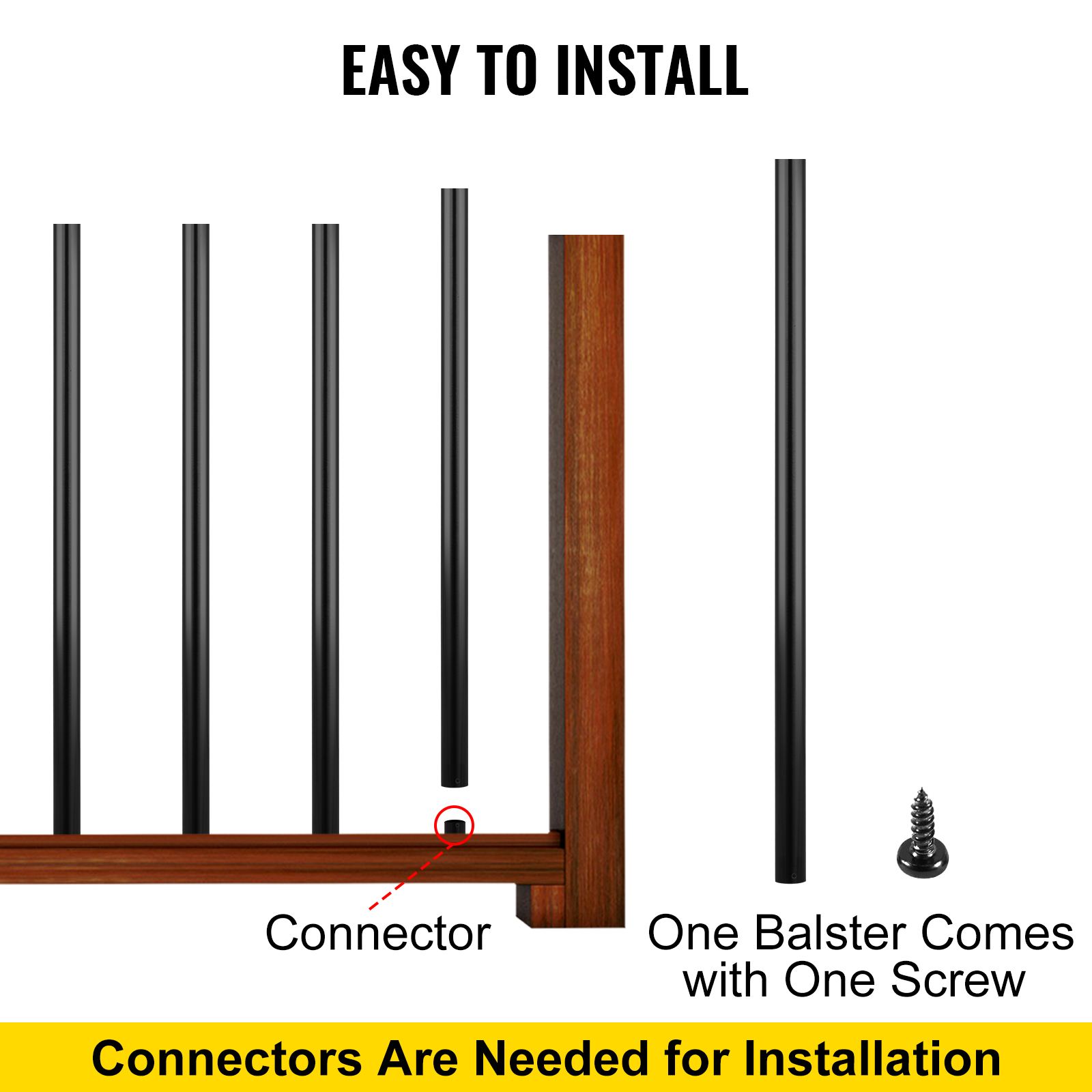 HTWAVE 51 Pack 26" Deck Balusters, Aluminum Balusters For Deck