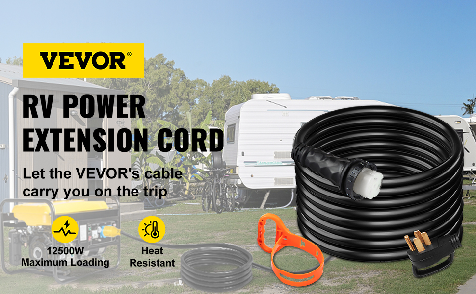 VEVOR RV Power Cord 50 ft 50 amp RV Extension Cord 14-50P to SS2