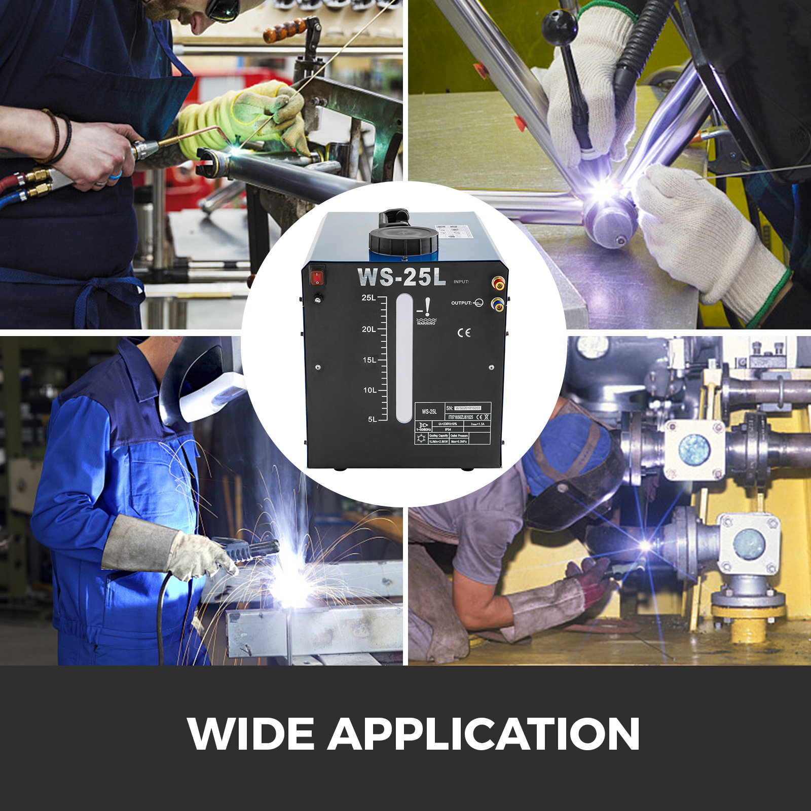 VEVOR Tig Cooler 25L Tig Water Cooler 110V Water Cooled Tig Torch 370W Tig Torch Water Cooler TIG MIG Welder Torch Water Cooling System