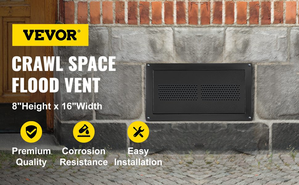 VEVOR overstromingsontluchter met corrosiebestendigheid en eenvoudige installatie, formaat 8"x16".