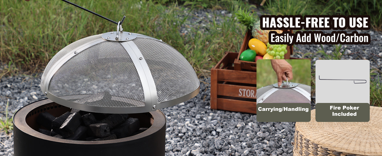 Burn Bin with Tongs Stainless Steel Incinerator Burn Barrel Incinerator  Cage Ash Bucket Fire Pit Wood Burning Pit for Outdoor Patio Backyard