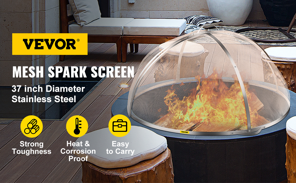 Vevor Fire Pit Spark Screen 37 Inch Diameter Spark Screen Cover