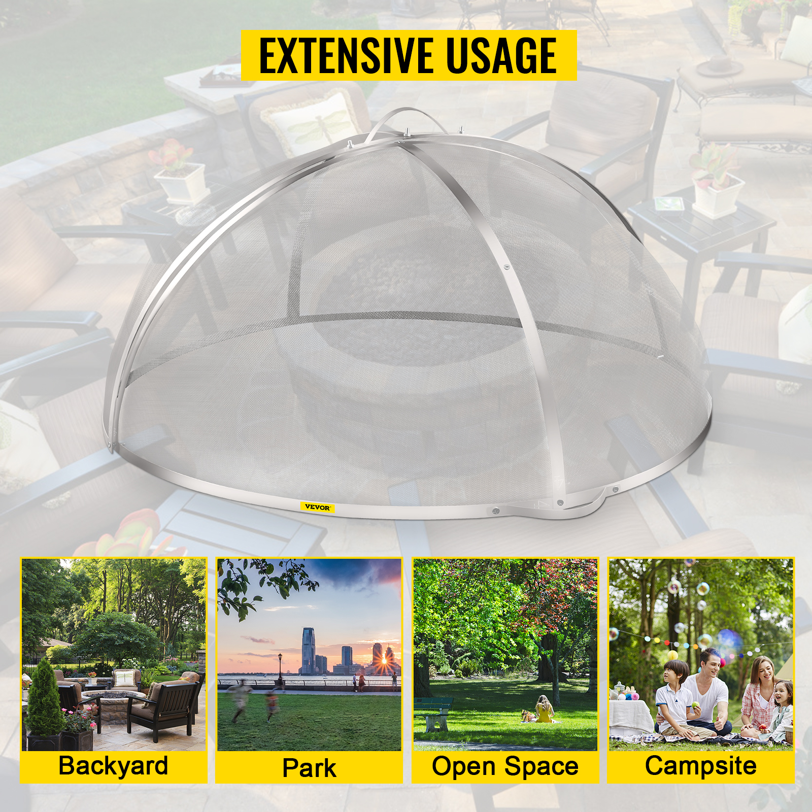 VEVOR Fire Pit Spark Screen, 37inch Diameter Spark Screen Cover