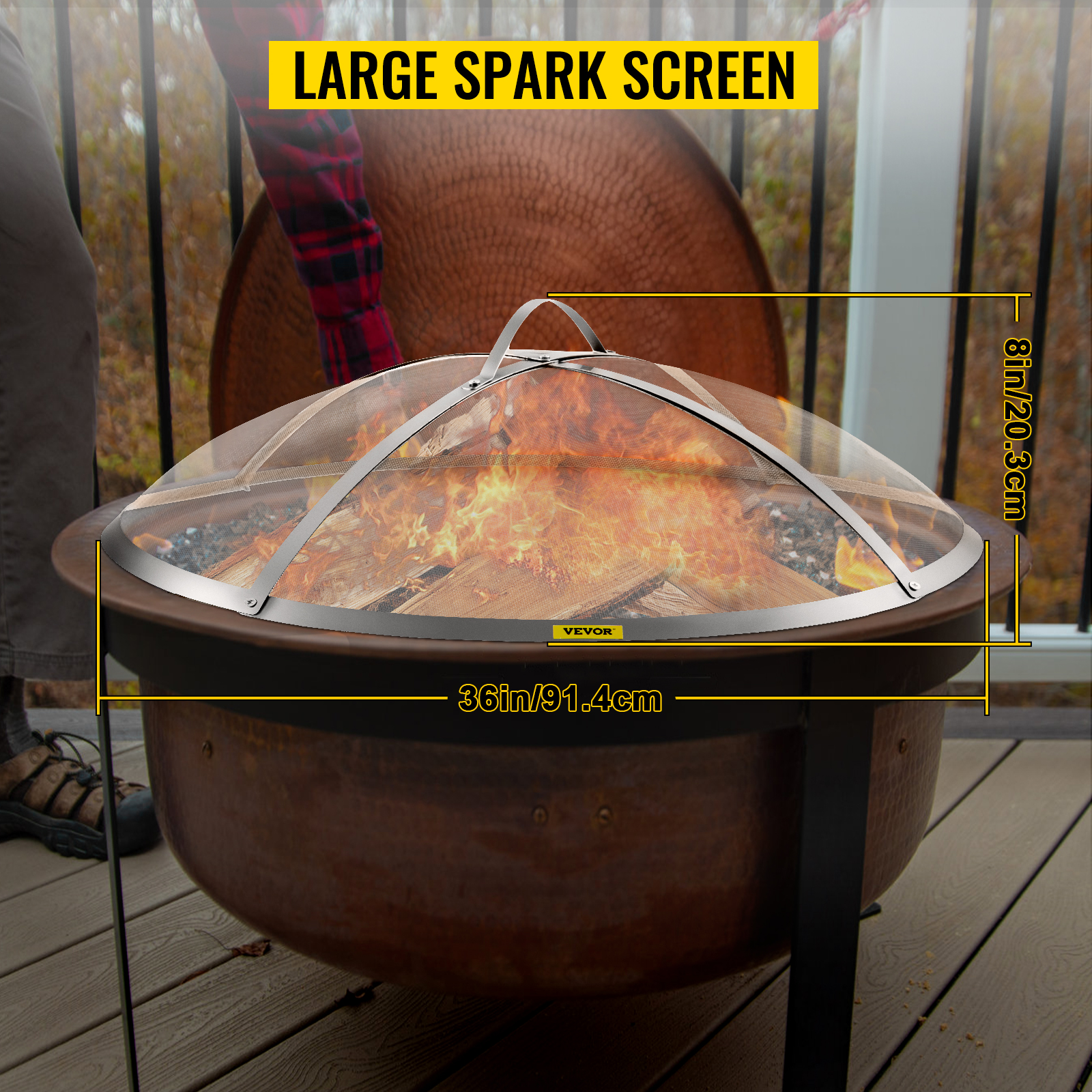 VEVOR Fire Pit Spark Screen, 36-inch Diameter Spark Screen Cover ...