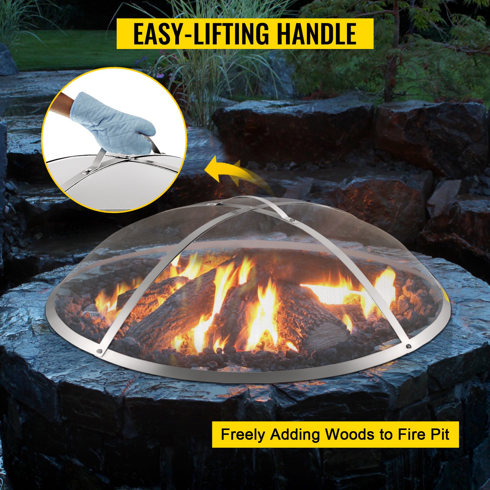 VEVOR Fire Pit Spark Screen, 36inch Diameter Spark Screen Cover