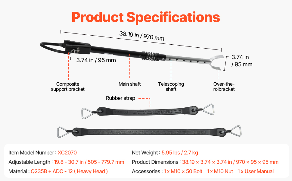 VEVOR Adjustable Transom Saver 19.8-30.7 in Transom Saver with Heavy ...