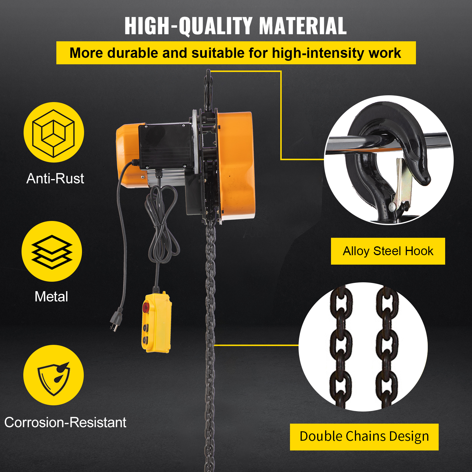 0.5Ton/1Ton Electric Chain Hoist Winch w/ 10'15' G80 Chain 110V Remote
