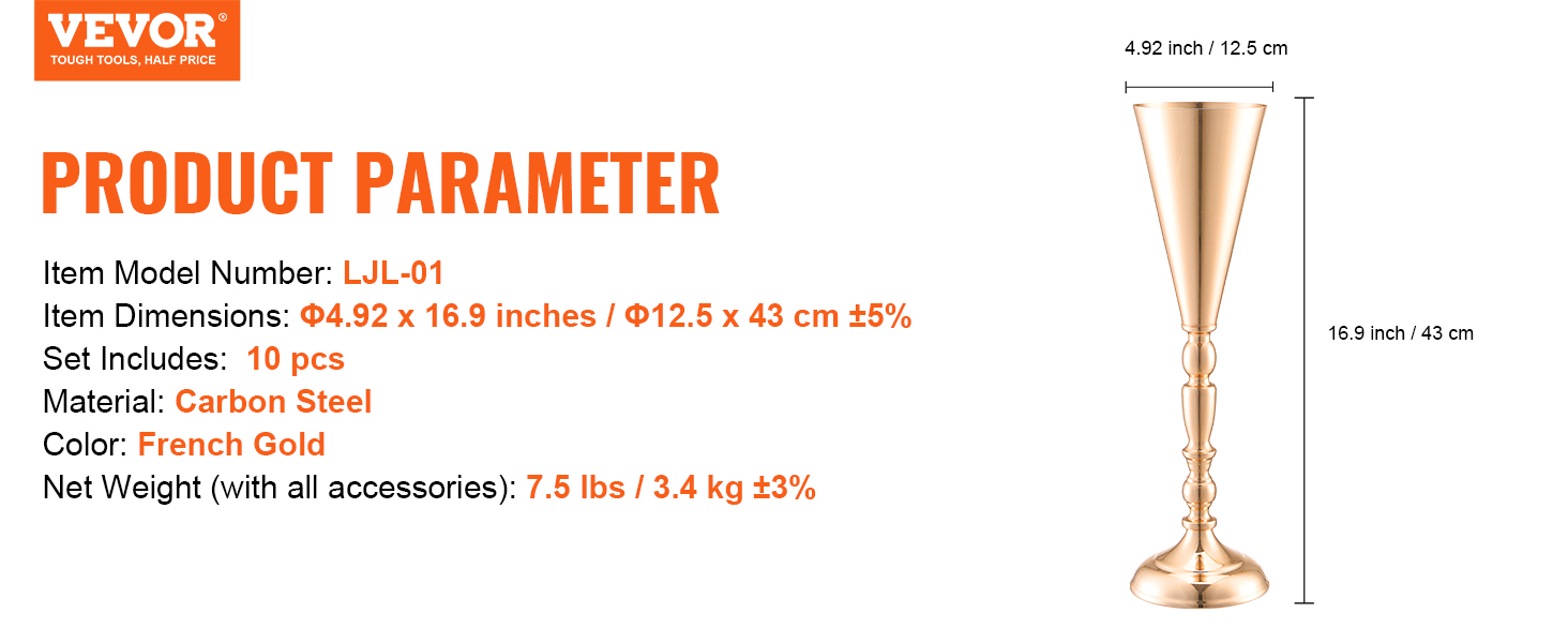 10PCS,43cm/16.9” Tall,Trumpet