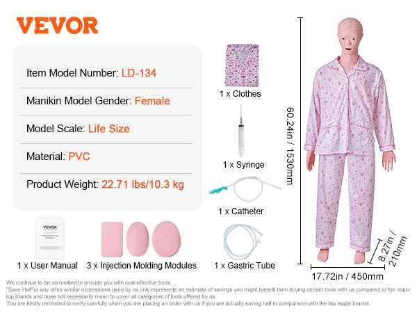Life-Size Male Manikin Model For Nursing Training & Patient Care Practice – PVC, LD-135