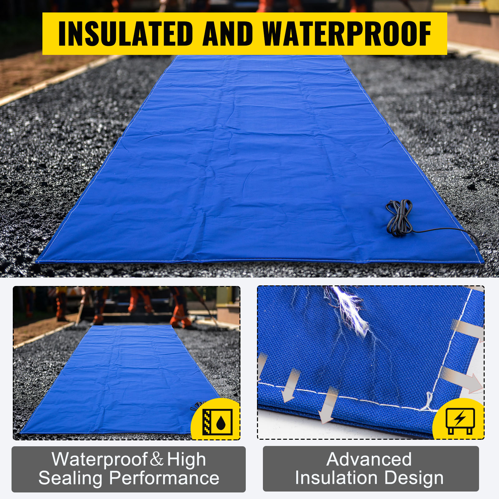 VEVOR Concrete Blanket Electric Concrete Curing Blanket Rapid Thaw Ground  Thawing Blanket, Power Blanket Density Blanket Insulated Concrete Heater,  2